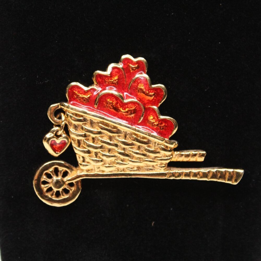 Avon Garden of Love Wheel Barrel Pin Brooch